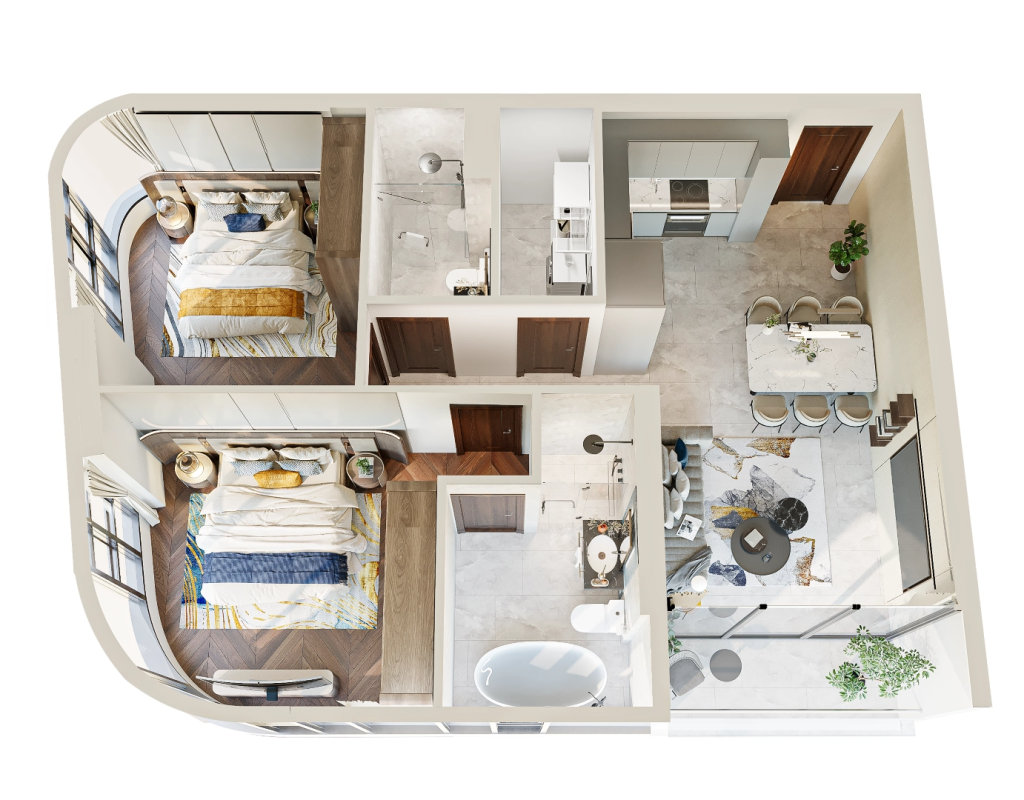 Mẫu căn hộ 2PN diện tích 81,5m2